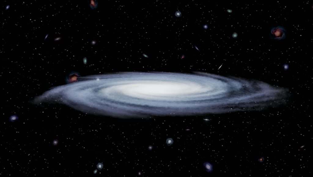 Spiral galaxy illustration in deep space